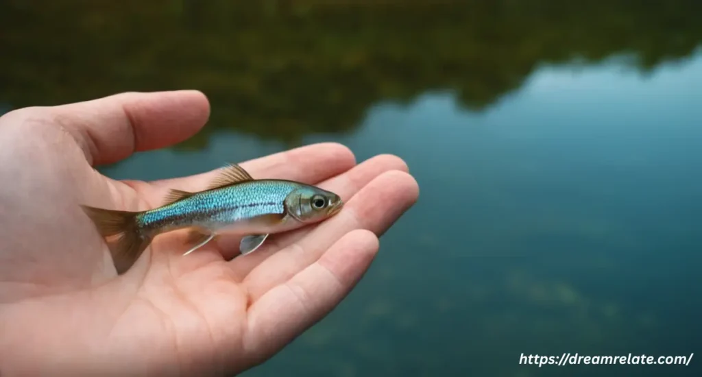 A person holding a fish caught in a dream, symbolizing success and opportunity.